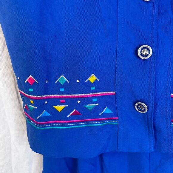 Nancy Bolen City Girl Y2K Short Set Quirky Eclectic Patterned Hem Top Size 10 MD - Picture 13 of 16